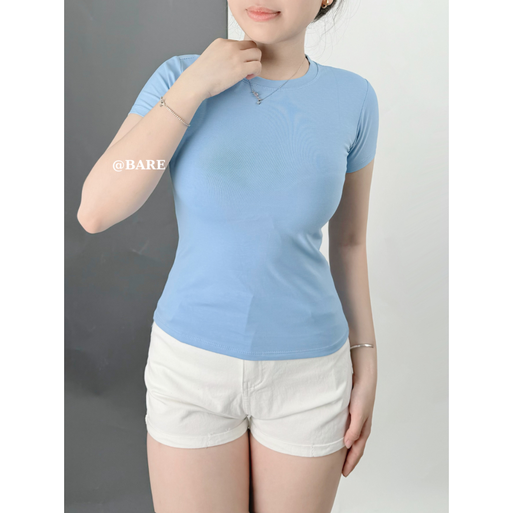 BARE_Áo thun dáng dài trơn form ôm đủ màu basic chất thun con giãn 4 chiều fit dáng siêu đẹp_AT011 | BigBuy360 - bigbuy360.vn