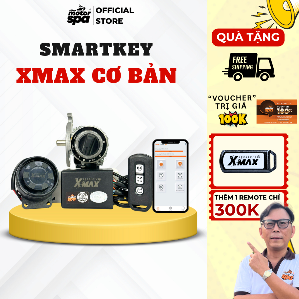 Smartkey Xmax Cơ Bản sử dụng bằng Smartphone và Remote - Exciter 150/155, Jupiter Fi, Sirius Fi, Luv
