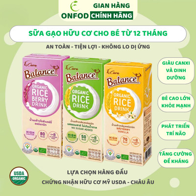 Sữa gạo hữu cơ 4Care Balance ONFOD sữa tươi cho bé ăn dặm dị ứng đạm bò 180ml