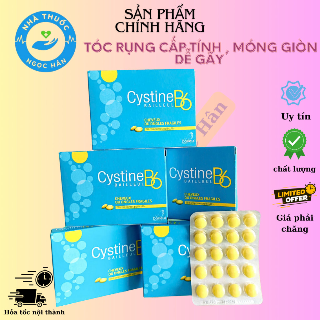 Cystine B6 Viên Uống Chống Rụng Tóc Móng Giòn Yếu Dễ Gãy Hộp 20 Viên Của Pháp