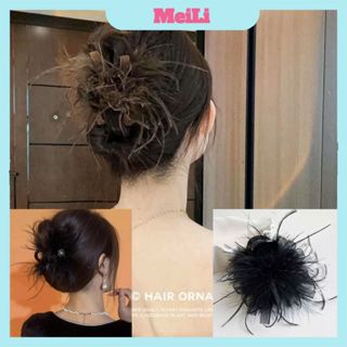 Kẹp Tóc Lông Đà Điểu - Kẹp tóc càng cua răng cưa loại to có gắn lông vũ cặp sau đầu dành cho nữ (tuyển sỉ)