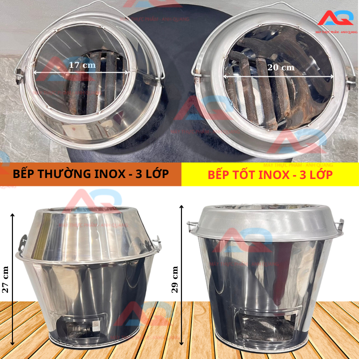 Lò Than, Bếp than, xô than lu quay vịt INOX 3 lớp, dành cho các loại lu quay vịt từ 80cm trở lên