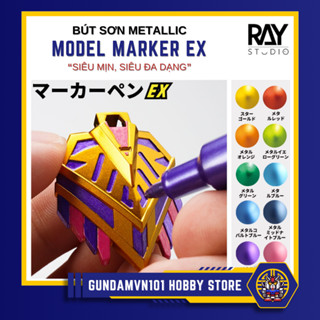 [MÃ EX-M] BÚT SƠN CAO CẤP RAY STUDIO METALLIC MODEL MARKER EX GỐC NƯỚC - màu kim loại tô mô hình gundam marker
