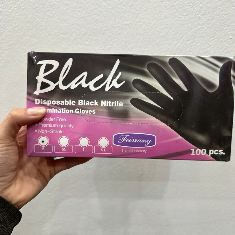 Găng Tay Cao Su Đen CHo Thợ Cắt Tóc Nam Nữ, Salon, Barbershop Disposable Black Gloves - HSG080
