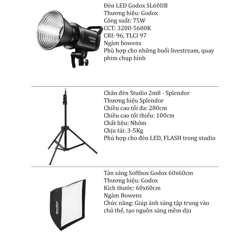 Đèn LED Godox SL60W Công suất 60w | chính hãng - SL60II B 1