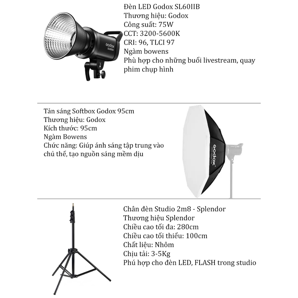 Đèn LED Godox SL60W Công suất 60w | chính hãng - SL60II B 3