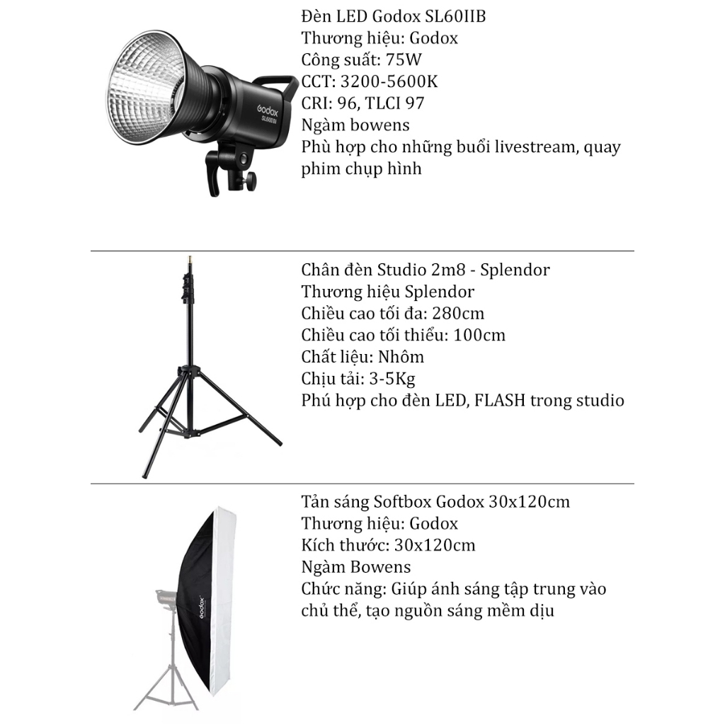 Đèn LED Godox SL60W Công suất 60w | chính hãng - SL60II B 2