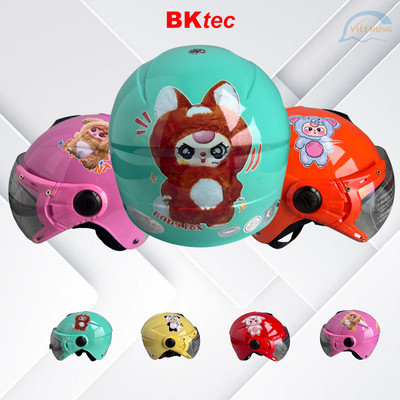 Mũ bảo hiểm trẻ em nửa đầu có kính Bktec Bk14 cho bé cấp 1 cấp 2 hình Baby Three Kolomi Labubu
