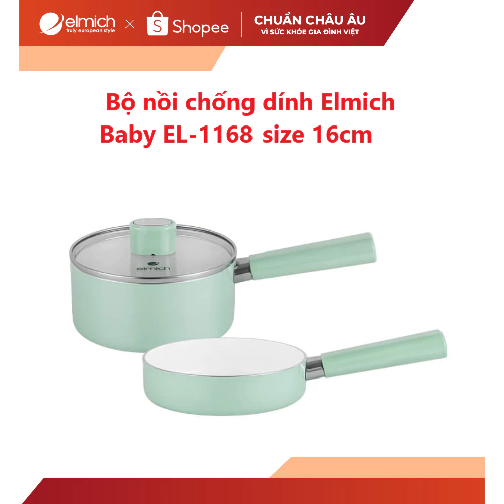 Bộ Nồi Chảo Elmich Baby EL-1169AP (Size 16cm, Chống Dính Ceramic)