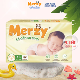 {Mua 2 Tặng Khăn Ướt 100}Tã Dán Sơ Sinh Merzy Bỉm Dán Cho Bé Siêu Thấm Hút Vách Chống Tràn 3D Khô Thoáng Mềm Mại