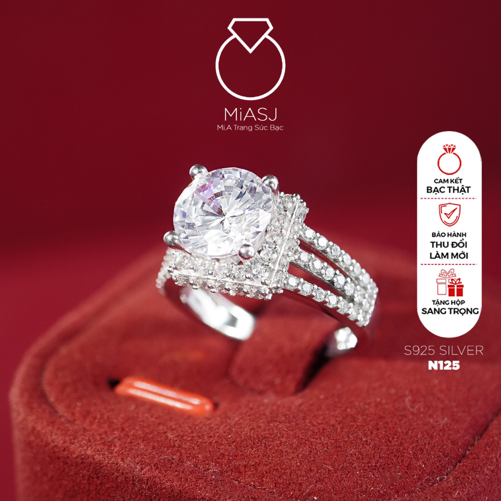 Nhẫn bạc Ý hột cao S925 cao cấp mã số N125
