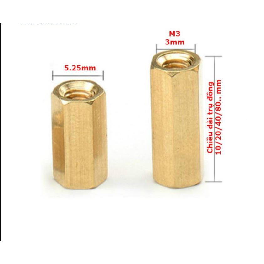 10 cái Cọc Đồng M3 5-20MM 2 Đầu Cái