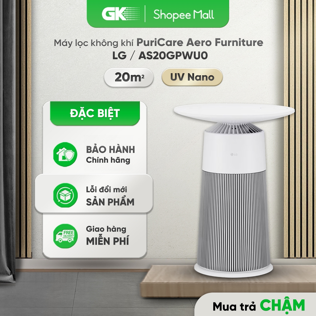 AS20GPWU0.ABAE Máy Lọc Không Khí LG PuriCare Aero Furniture AS20GPWU0 Màu Trắng 41W - Công Nghệ UVna