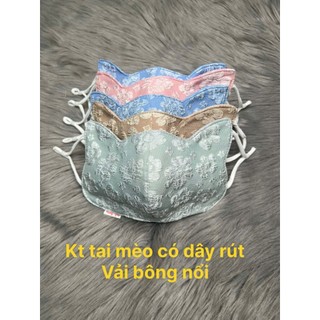 HCM] Combo 5 khẩu trang vải  in bông nổi 3d , có tai mèo , khẩu trang 2 mặt vải  và lưới mè , bảo đảm giao đúng hàng