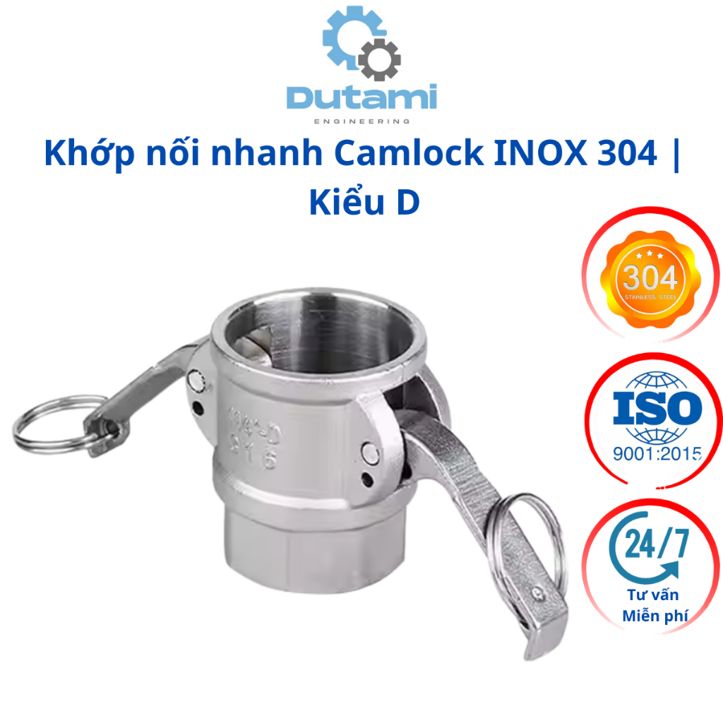 Khớp nối nhanh Camlock INOX 304 | Kiểu D | DN40-DN100