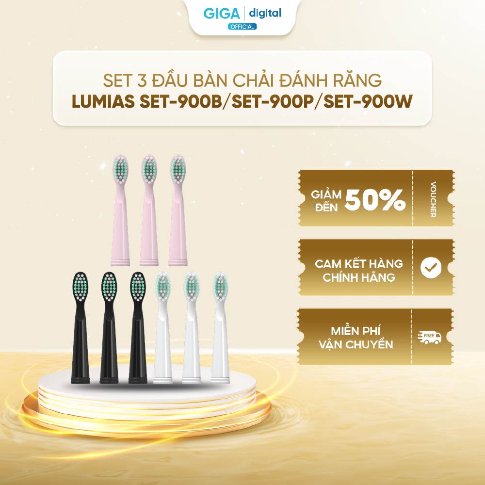 Set 3 đầu bàn chải đánh răng Lumias SET-900B/ SET-900P/ SET-900W