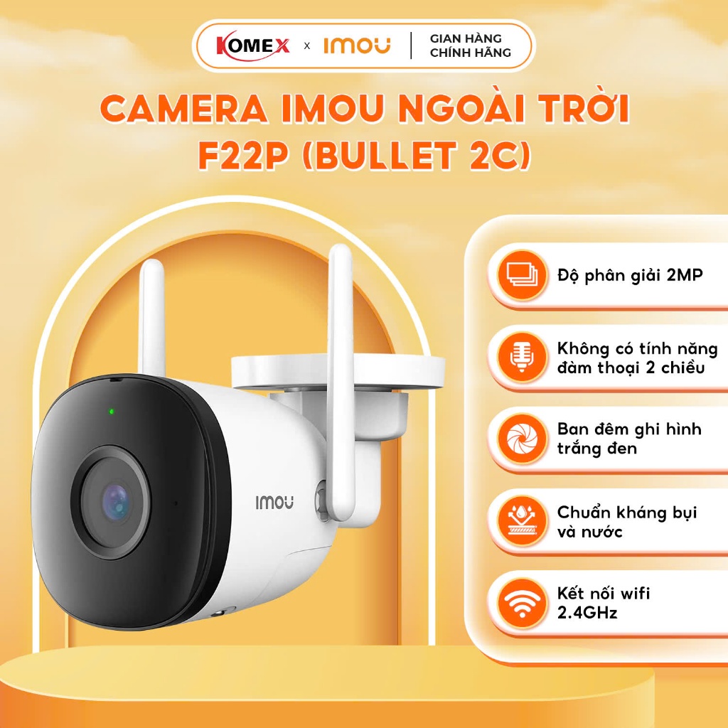 Camera IMOU ngoài trời F32FP 3MP/ F52FP 5MP (BULLET 2E) chuẩn chống nước IP67 tích hợp đèn báo | BigBuy360 - bigbuy360.vn