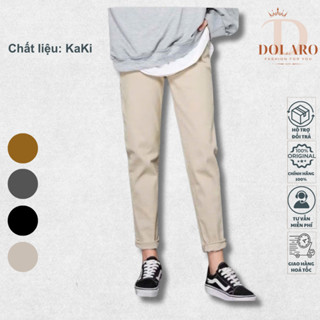 Quần dài nam DOLARO kiểu dáng baggy chất kaki cao cấp không nhăn không xù mang đi học đi chơi