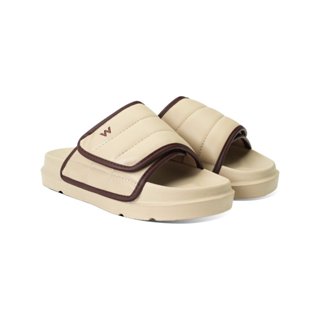 Dép RENCHO LW KEM VIỀN NÂU nam nữ quai da dán đế cao 4.5cm mang couple hàng cao cấp đệm lót êm ái