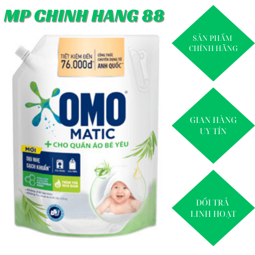 Nước giặt OMO Matic cho Quần áo Bé yêu túi 3.6kg.