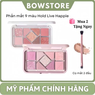 Bảng Phấn Mắt Hold Live 9 Ô Happie, Phấn mắt nhũ lì cool tone, xanh khói trang điểm mắt xinh xắn Eyeshadow