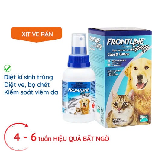 Xịt ve rận FRONTLINE SPRAY- Phòng và Trị Ve Rận, Bọ Chét cho Chó Mèo (100ml)