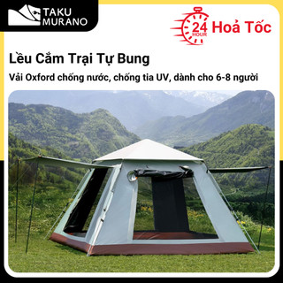  Lều Cắm Trại Tự Bung 4 Cửa Thông Thoáng Lều Camping Có Mãi Che Chống Nước Dành Cho 4 - 6 Người 