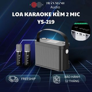 Loa bluetooth mini karaoke kèm 2 mic YS-219 - Loa xách tay, âm thanh sống động, thẻ nhớ TF USB cổng AUX 3.5