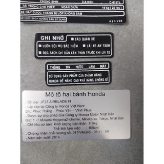 Bộ Tem thông số dành cho xe AirBlade Fi đời 2010-2014