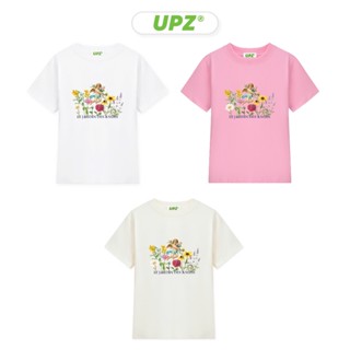 UPZ Áo Thun Baby Tee Tay Ngắn In Hoạ Tiết Thiên Thần (Trắng/ Hồng/ Kem)