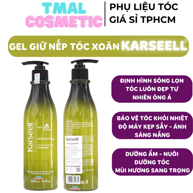 Gel bóp tóc uốn xoăn Karseell Maca Naturally Curly tạo kiểu Hippie Tóc giữ nếp tóc xoăn mềm bóng 500ml