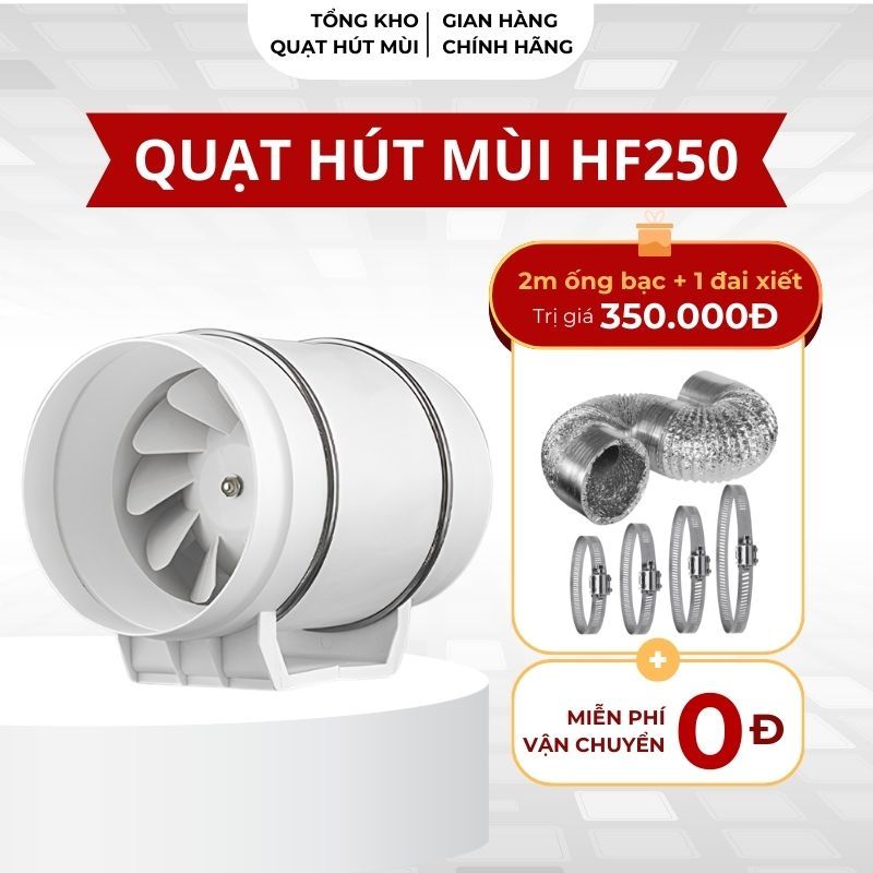 Quạt Thông Gió Hút Mùi Nefa HF250 Công Suất 235W Nhựa ABS Quạt Hút Mùi Nhà Bếp Phòng vệ Sinh Hiệu Qu