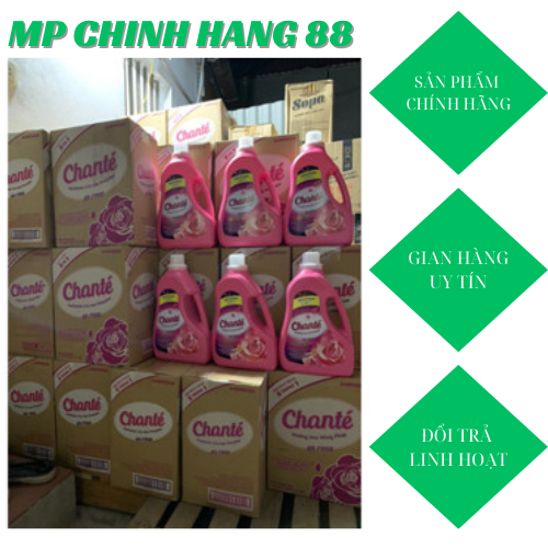 ( Chính hãng) Nước giặt xả chante’ 3,4kg hương hoa hồng pháp Can.Túi