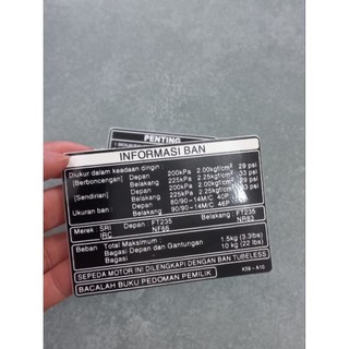 Tem thông số xe Vario 2018-2020 có sẵn keo dán
