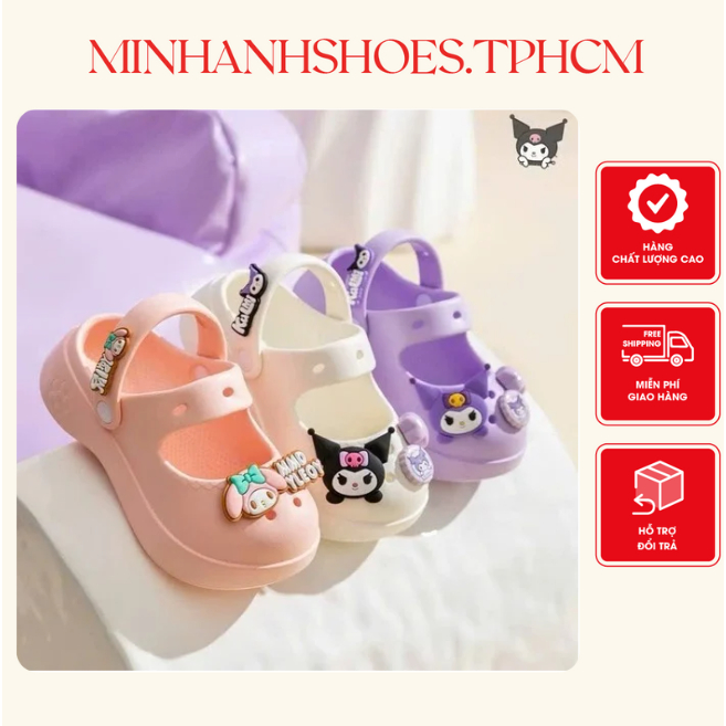 Dép Sục Cho Bé (LÙI 1 SIZE )Gắn Charm Gấu Dâu Siêu Đẹp Mềm Êm Chân Dép Quảng Châu_(6217)