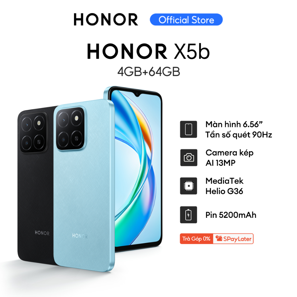 Điện thoại Honor X5b (4+4)GB+64GB | Pin 5200mAh 90Hz | Màn hình 6.56" | BH 18 Tháng Hàng Chính Hãng | BigBuy360 - bigbuy360.vn
