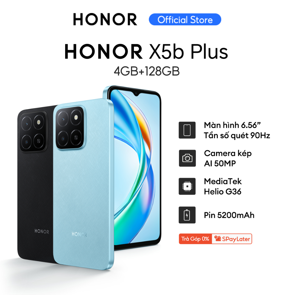 Điện thoại Honor X5b Plus (4+4)GB+128GB | Pin 5200mAh 90Hz | Màn hình 6.56" | Bảo Hành 18 Tháng | BigBuy360 - bigbuy360.vn