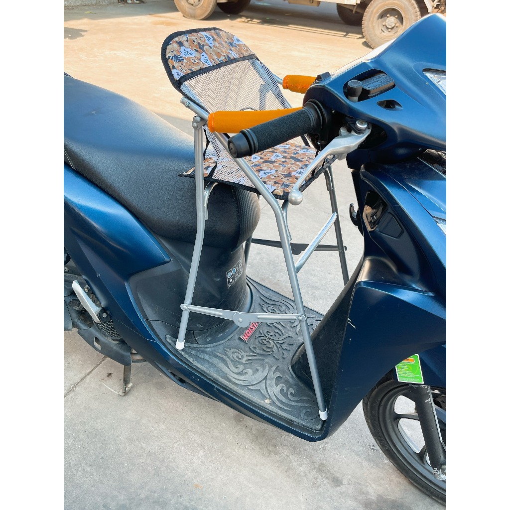 [KÈM DÂY] Ghế ngồi xe VISION CÁC NĂM sắt sơn xám cho bé  (GỒM 1 GHẾ+ 1 DÂY ĐAI 100x4cm)