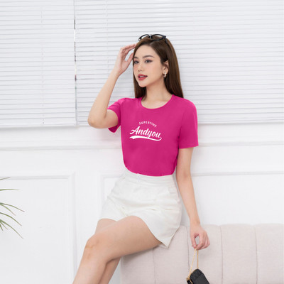 Áo phông nữ dáng vừa NA01 in chữ Andyou nhiều màu Loza VT7871