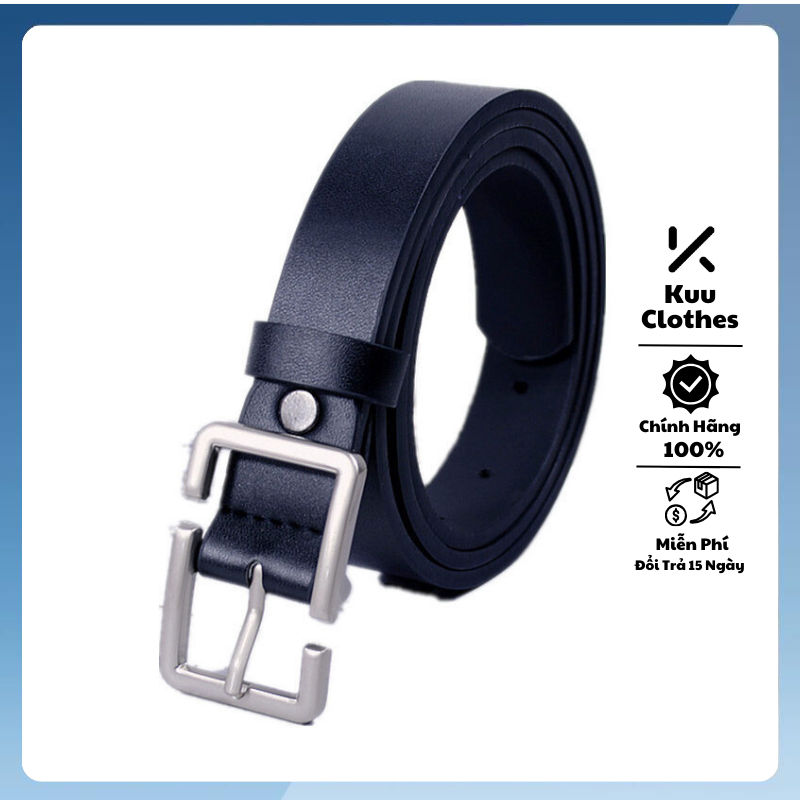 Thắt lưng nam nữ bản nhỏ dây nịt da PU BBelt Kuu Clothes Mặt Chữ B bản 2.3cm, 2.8cm phong cách cá tính  - Dây nịt BBelt