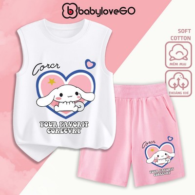 Bộ đồ bé gái BabyloveGO set quần áo cho bé in hình Cinnamoroll xinh xắn XQ-RM18