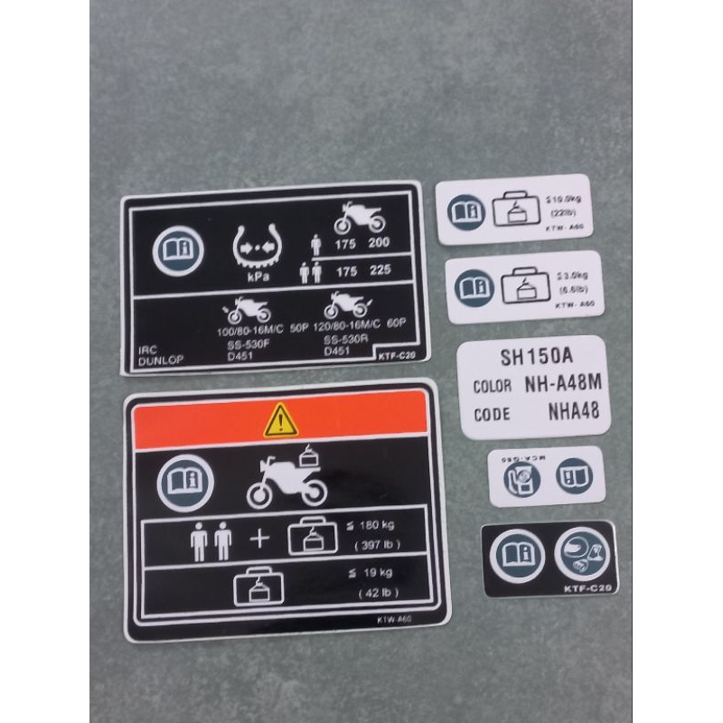 Bộ tem thông số SH150 Sh150 7 miếng co sẵn keo dán