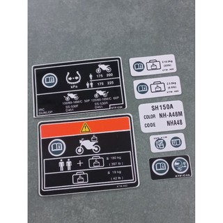 Bộ tem thông số SH150 Sh150 7 miếng co sẵn keo dán