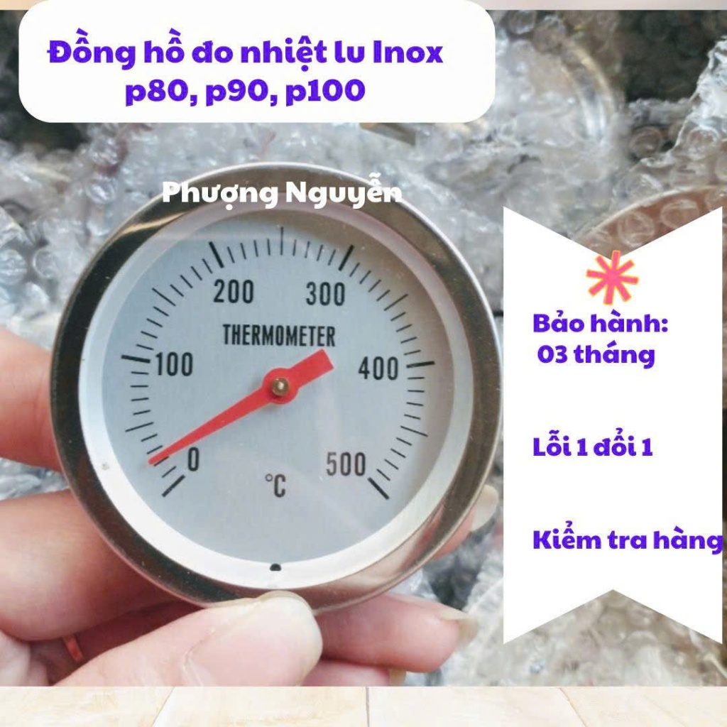Đồng hồ báo nhiệt Lu quay vịt inox P80,90,100
