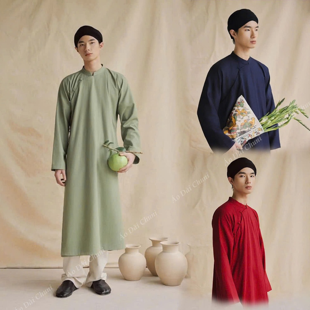 Áo Dài Nam Cách Tân Dáng Dài Mặc Tết Bê Tráp Truyền Thống N130