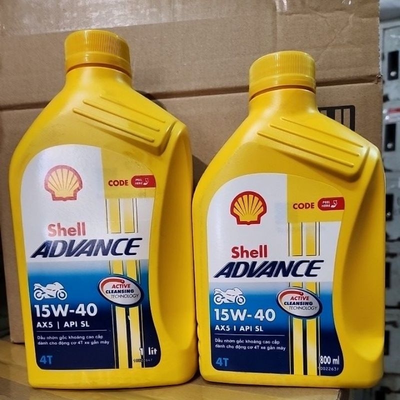 Nhớt shell advance AX5 15W40, nhớt shell ax5 15w40 nhớt xe máy 800ml/1L