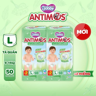 [KOL] Combo 2 tã Quần Xua Muỗi Bobby Antimos – Hàng rào Sả tự nhiên Bye Muỗi 8H - M52/L50+2/XL48+4/XXL46+6