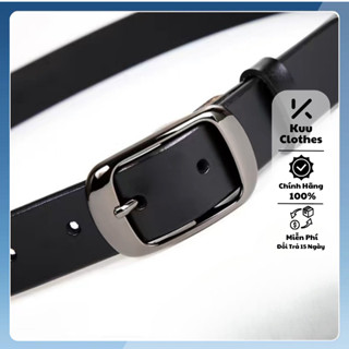 Thắt lưng nam cao cấp da PU unisex nam nữ KuuClothes màu đen bản nhỏ phong cách Hàn Quốc Full Box - Thắt Lưng Tổng Hợp