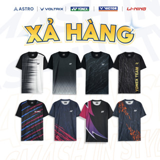NHIỀU MẪU Áo Cầu Lông YONEX, LINING, VOLTRIX. Chất Poly Ánh Kim, Thời Trang, Thoáng Khí