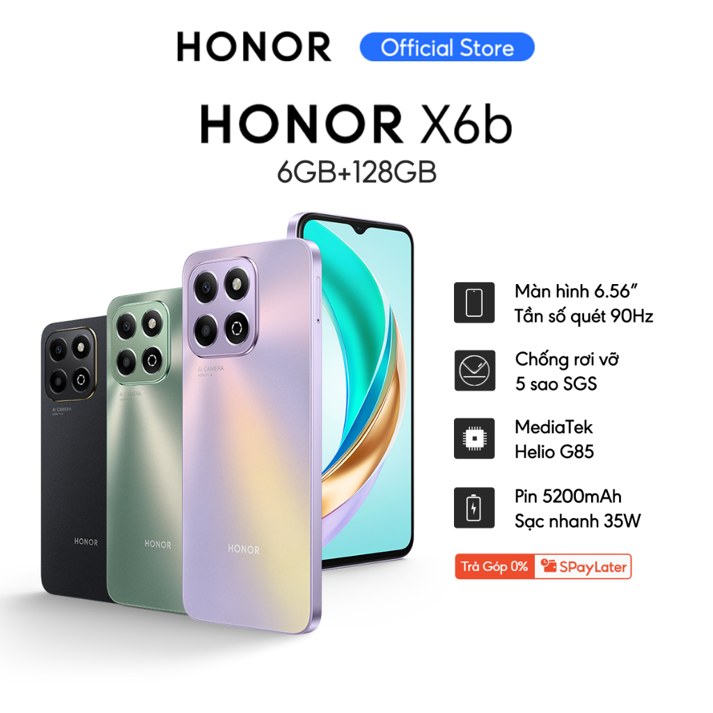 Điện thoại Honor X6b 6GB+128GB | Pin 5200mAh, Camera 50MP AI, tần số quét 90Hz | BH 18 Tháng | BigBuy360 - bigbuy360.vn